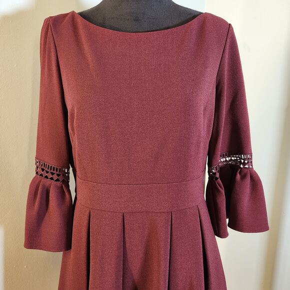 ELIZA J NWT Bell Sleeve Lace Inset Fit & Flare Dress, Size 12 - Picture 11 of 15